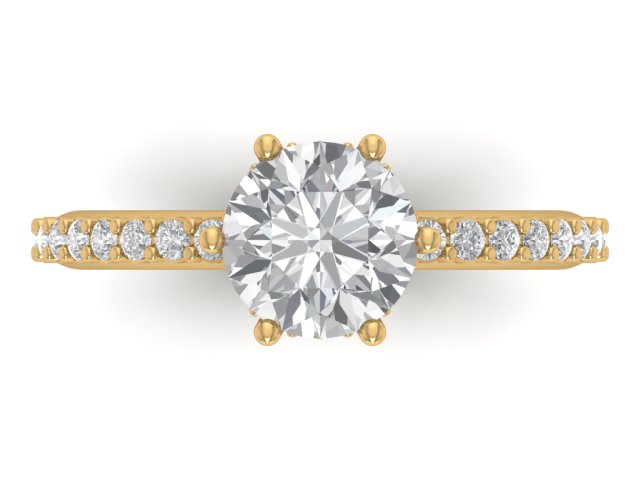 14kt Round Diamond Devotion Engagement Ring