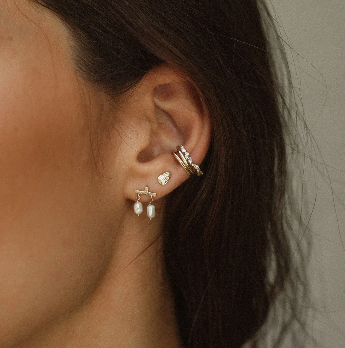 CASTANET PEARL 14KT GOLD EARRING