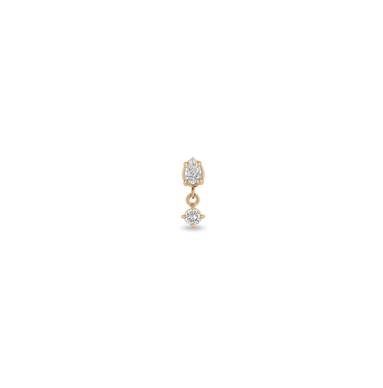 PEAR & ROUND DIAMOND LINK DROP EARRINGS