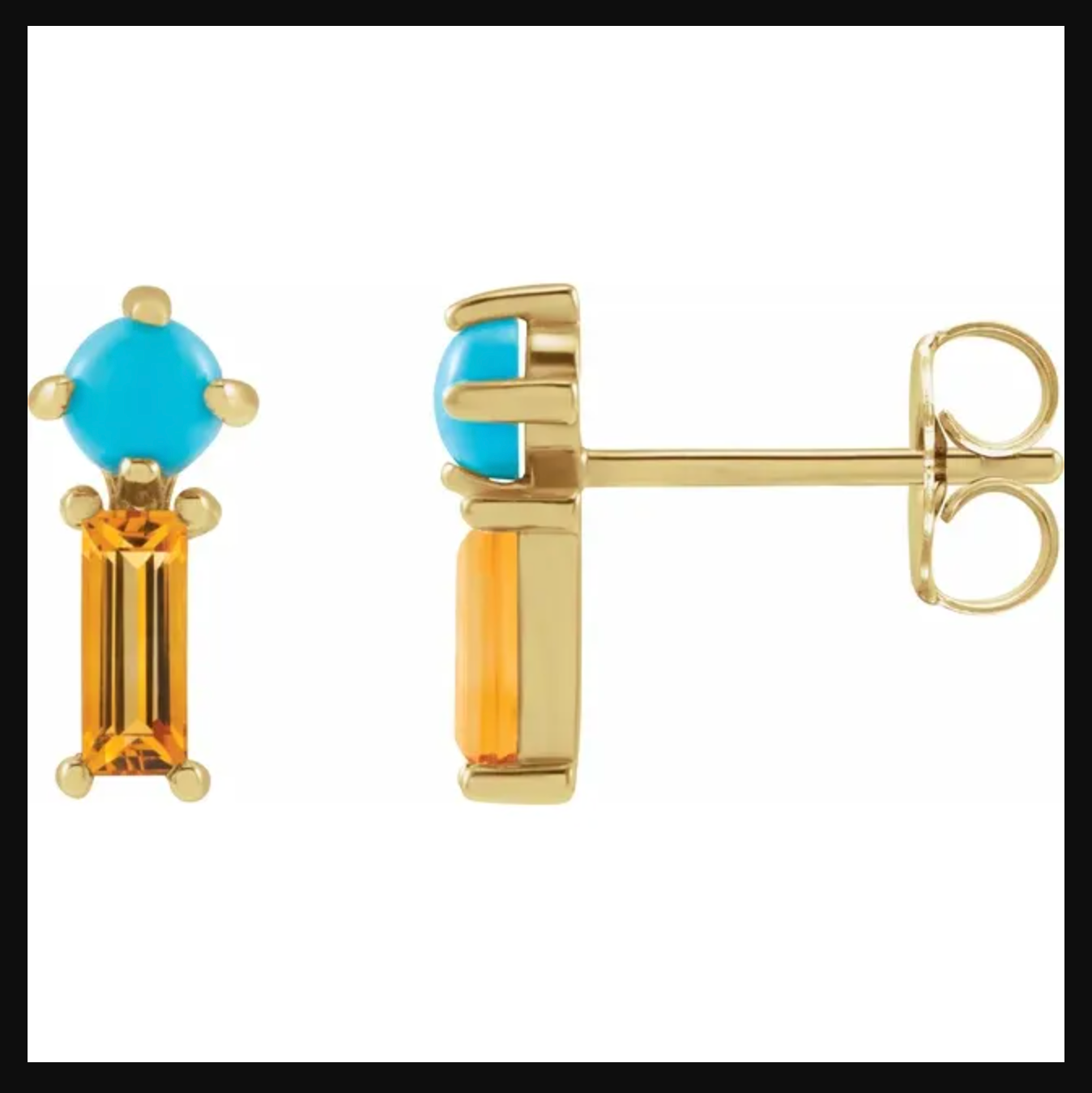 14kt Baguette Drop Stud // Custom Link