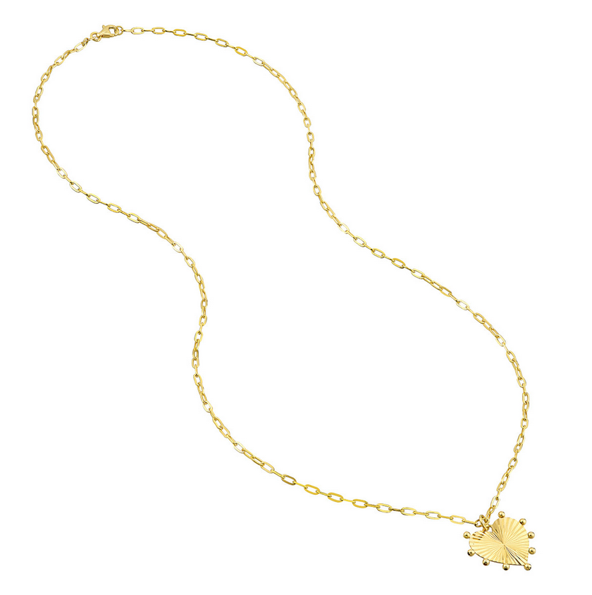 FLUTED HEART MEDALLION NECKLACE