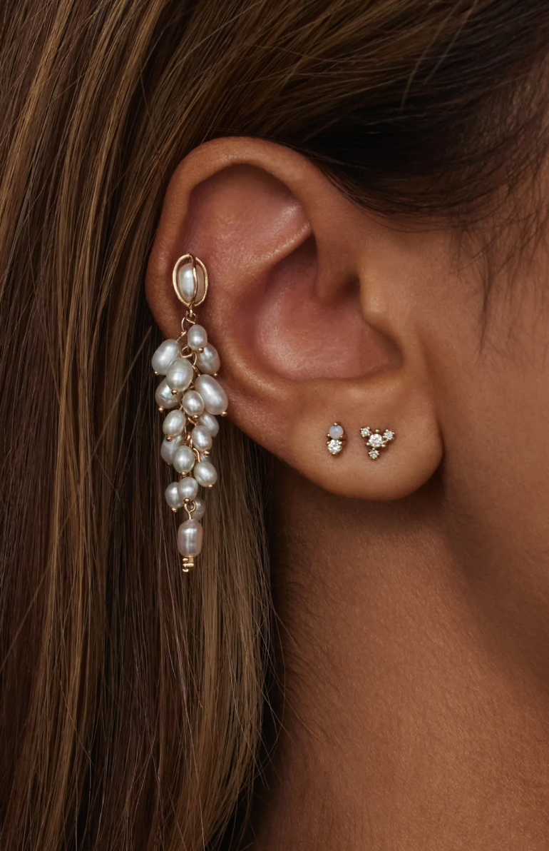 SHADOW DIAMOND & PEARL EARRINGS
