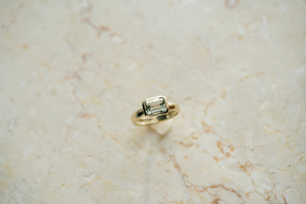 Sea Green Gallant Ring worn on hand