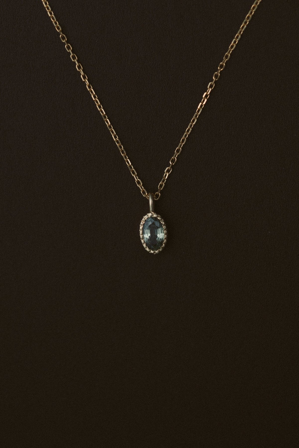 Jennie Kwon Oval Green Sapphire Wisp Necklace in 14kt yellow gold
