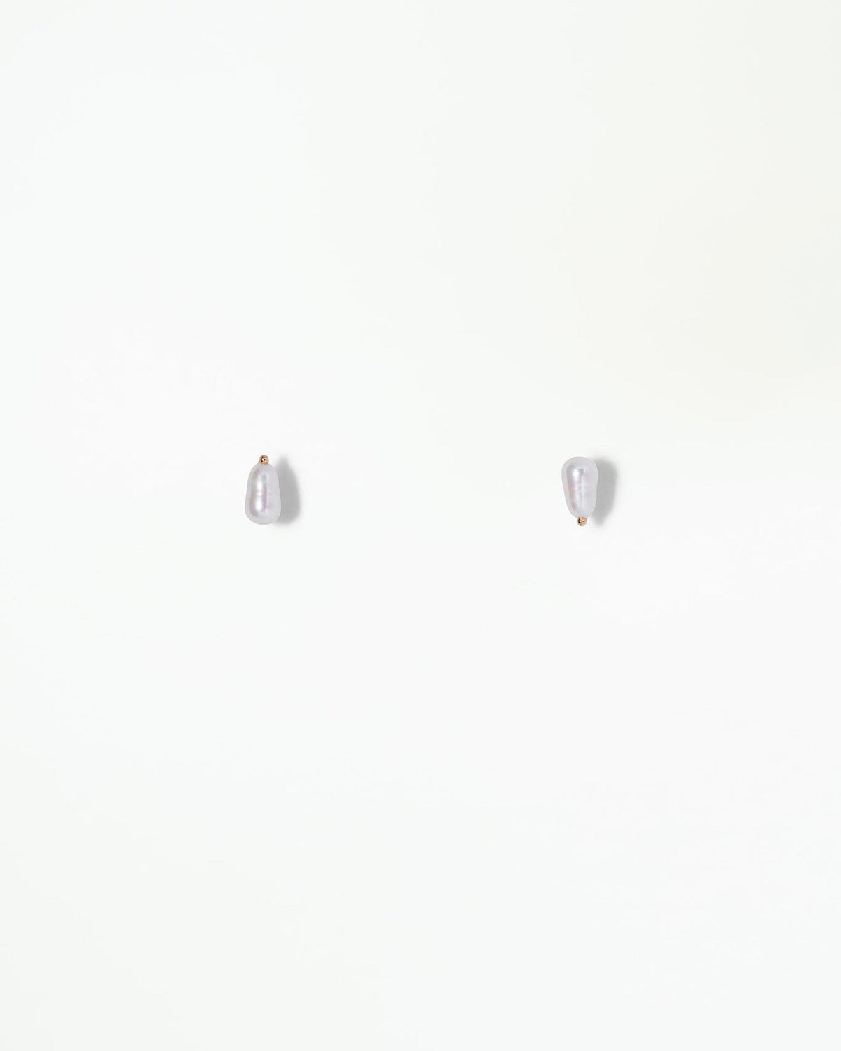 WWAKE Irregular Pearl Earrings, organic freshwater pearl studs in 14kt yellow gold, product view