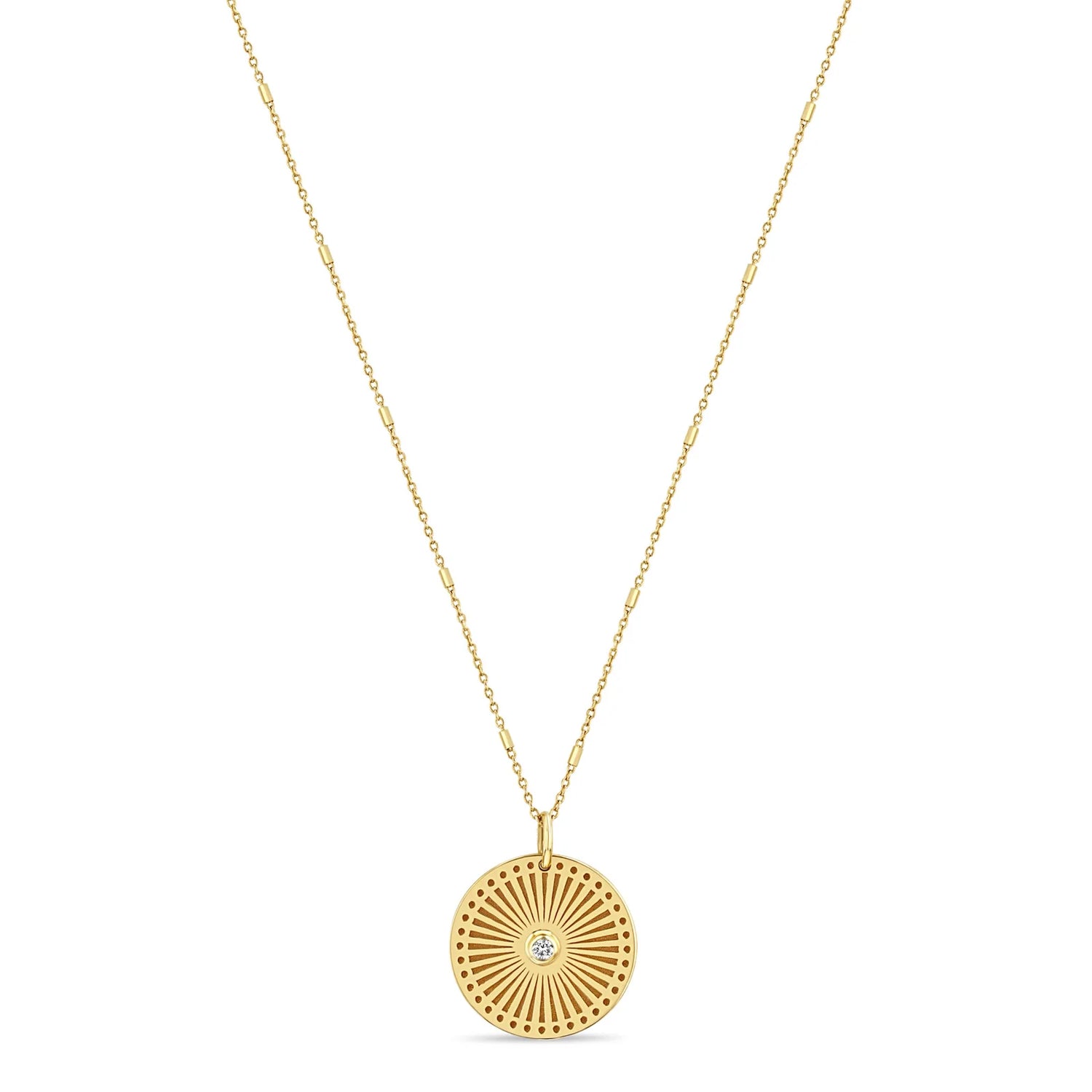 SUNBEAM MEDALIAN DIAMOND BEZEL NECKLACE