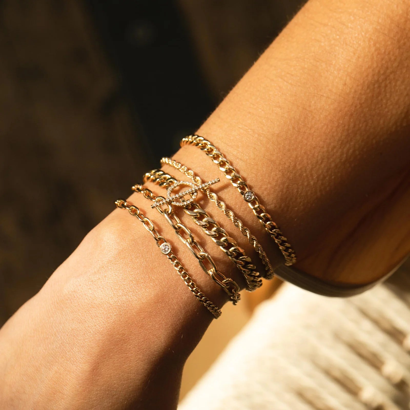 FLOATING DIAMOND SPLIT CHAIN BRACELET