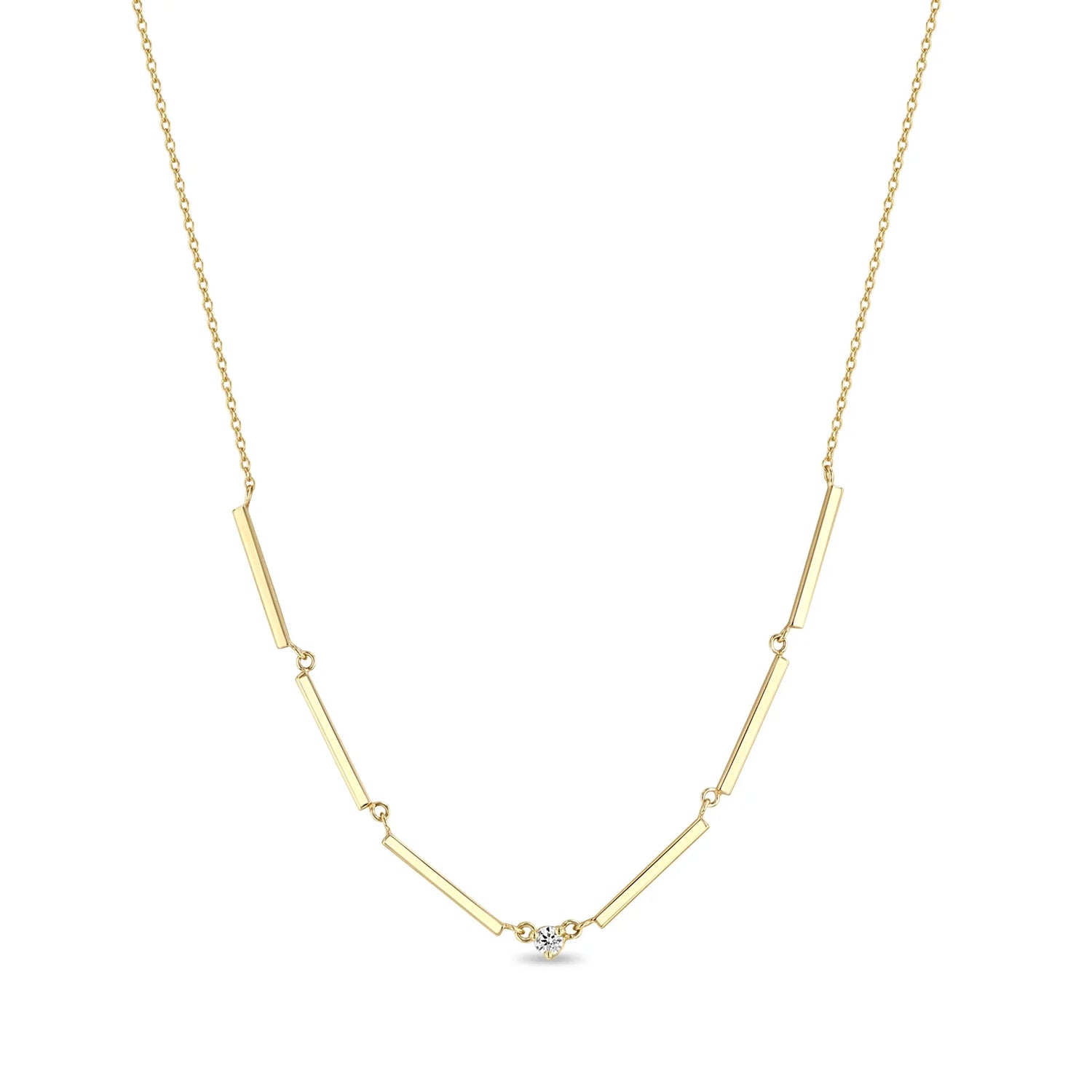 SINGLE DIAMOND GOLD LINKED BAR NECKLACE
