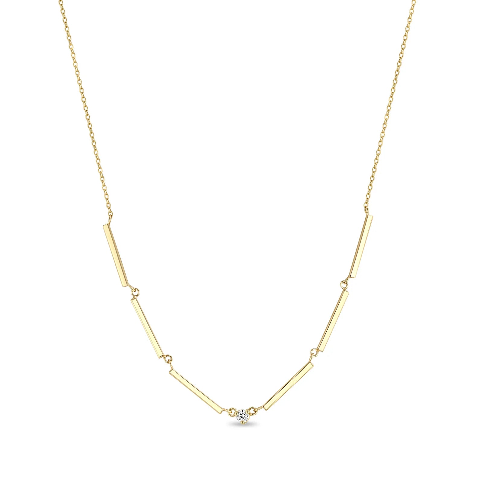 SINGLE DIAMOND GOLD LINKED BAR NECKLACE