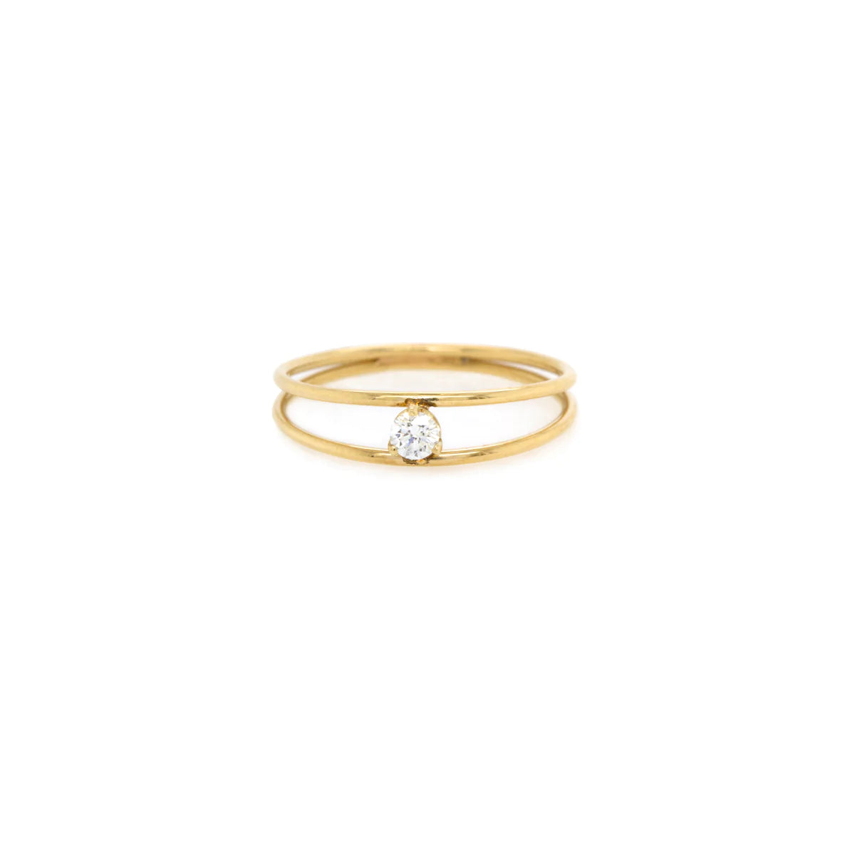 14KT PRONG DOUBLE DIAMOND BAND RING