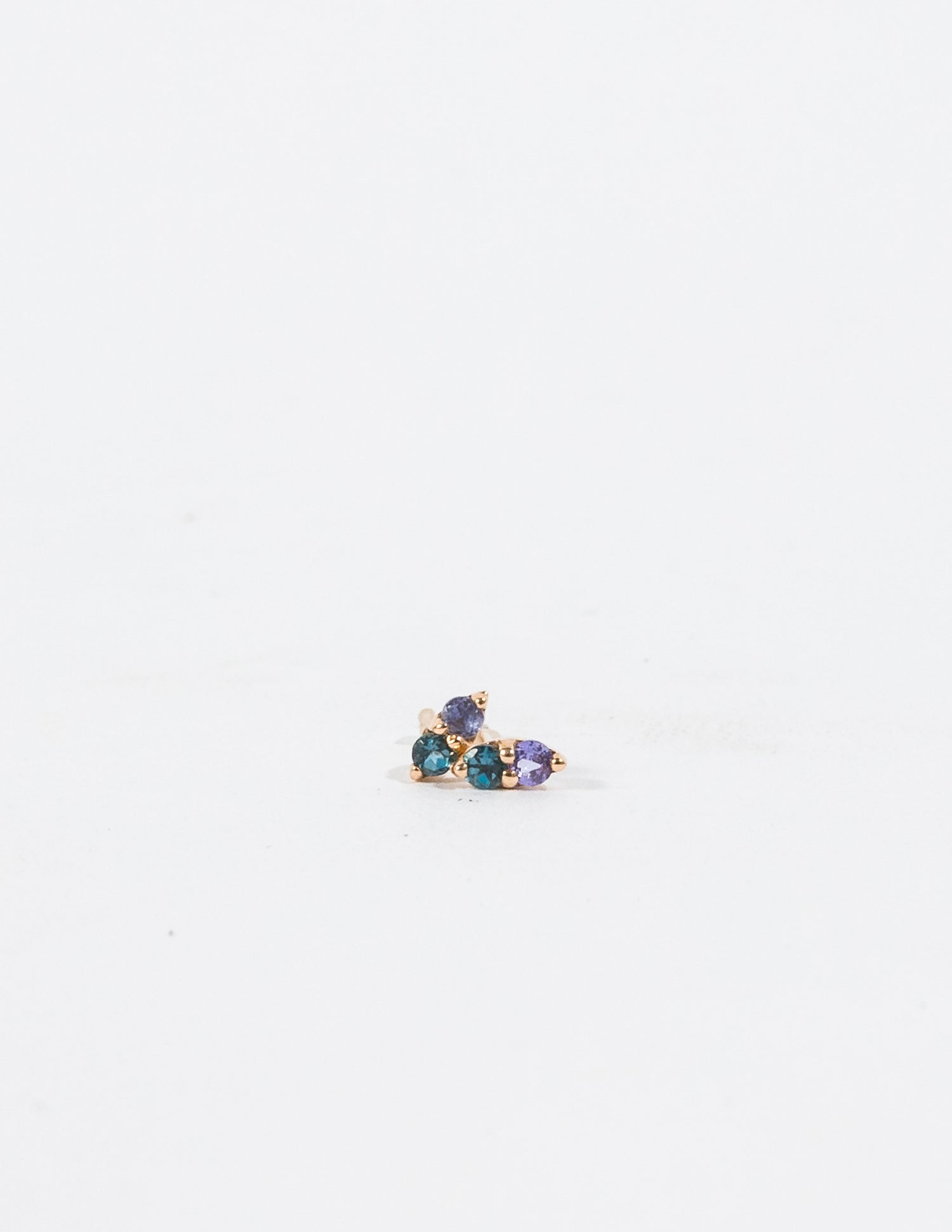 TANZANITE & LONDON BLUE TOPAZ PAVILLION STUD EARRINGS