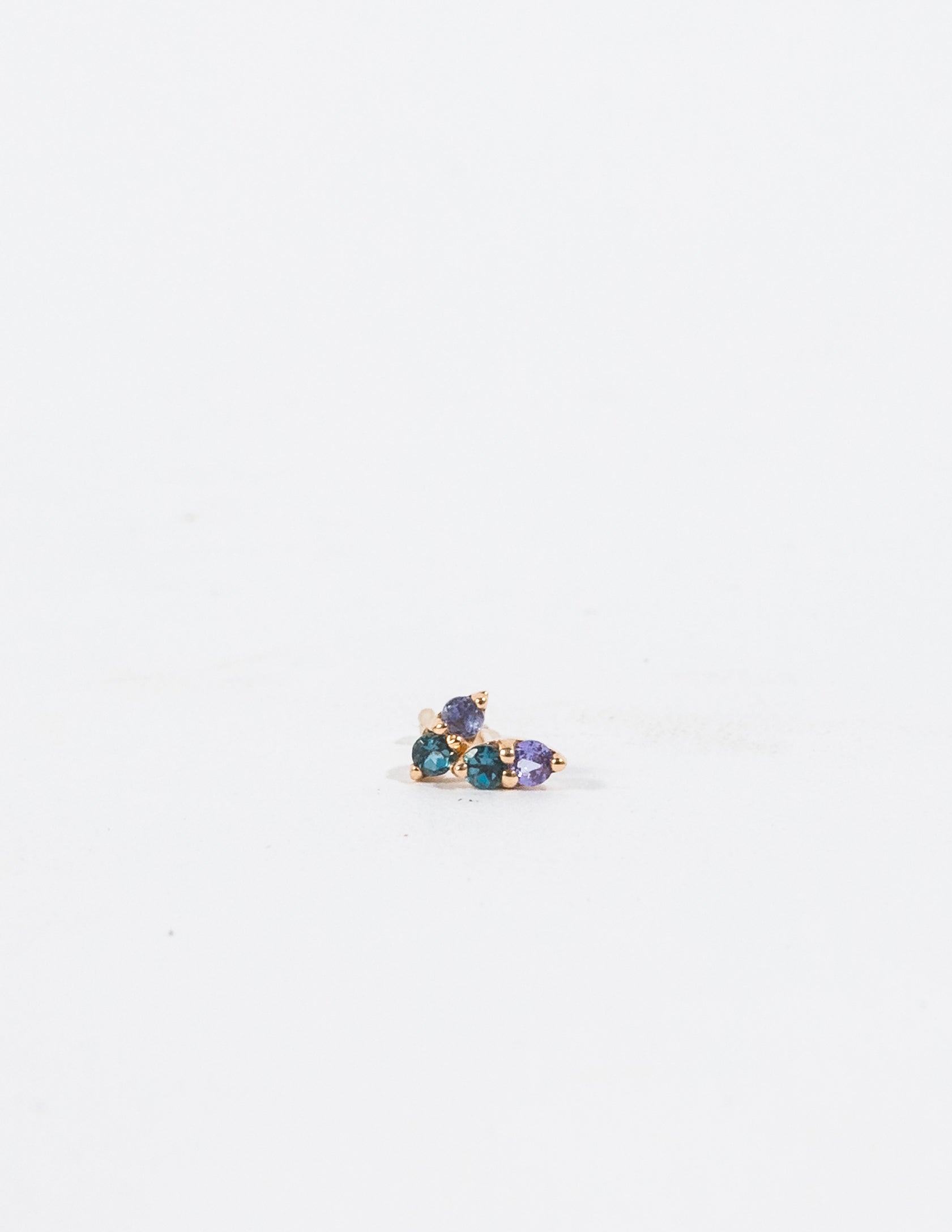 TANZANITE & LONDON BLUE TOPAZ PAVILLION STUD EARRINGS