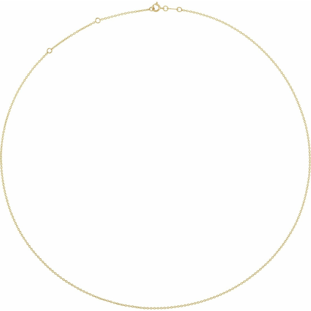 Dainty Cable Charm Chain in 14kt yellow gold, full length