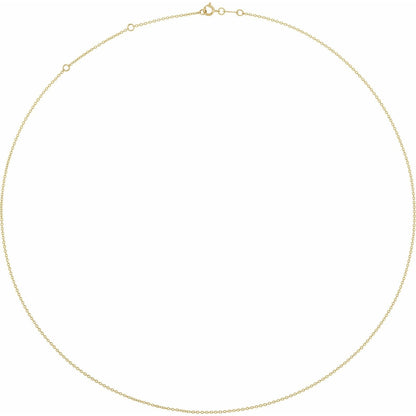 Dainty Cable Charm Chain in 14kt yellow gold, full length