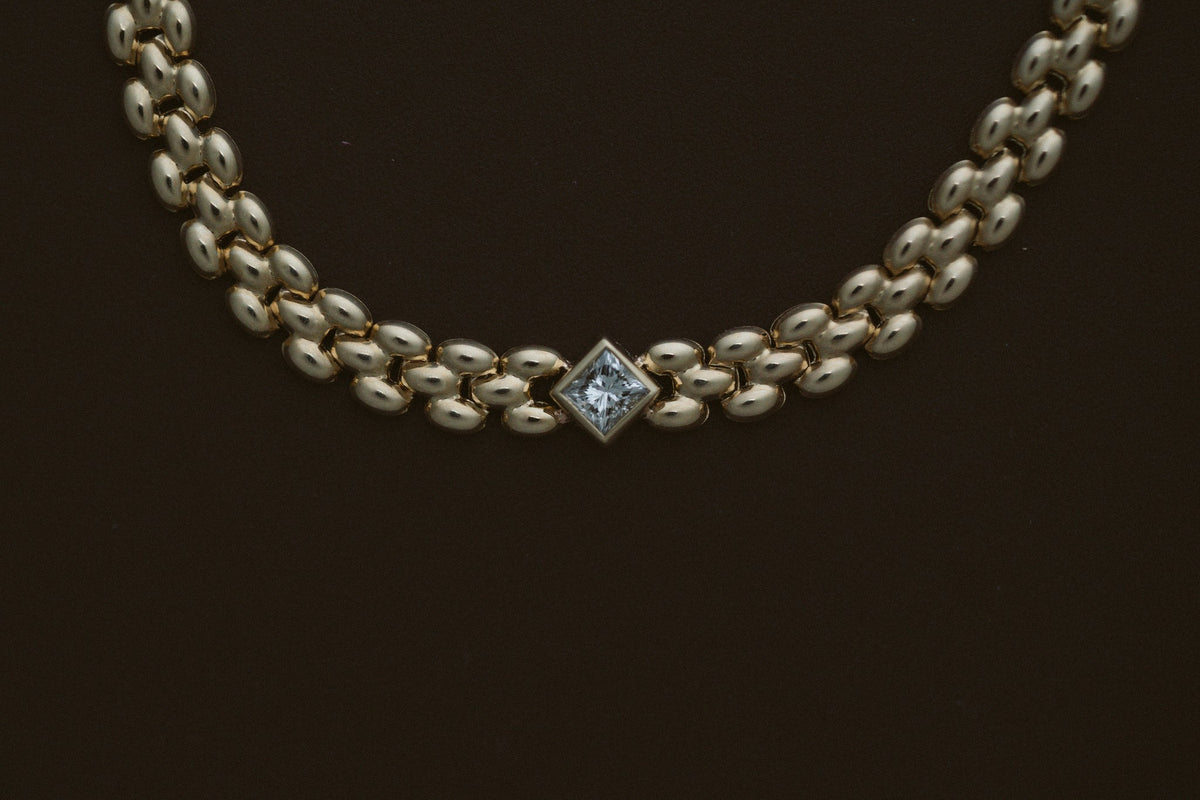 Princess Diamond Panther Bracelet by Zoe Chicco, 14kt yellow gold panther chain with a princess cut diamond