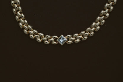Princess Diamond Panther Bracelet by Zoe Chicco, 14kt yellow gold panther chain with a princess cut diamond