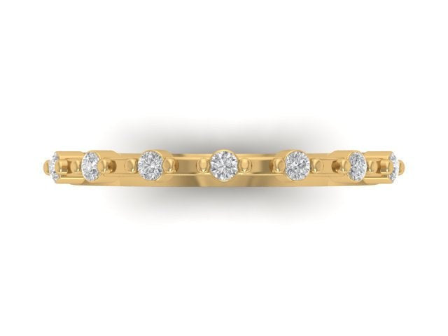 Heavenly Dew Wedding Band, top view of spaced round diamonds