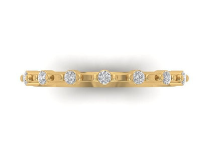 Heavenly Dew Wedding Band, top view of spaced round diamonds