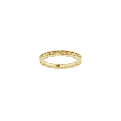 Golden Gardens Band engraved floral band in 14kt yellow gold, front view