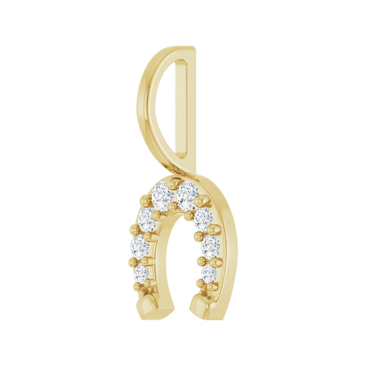 Diamonds Luck horseshoe charm perspective view