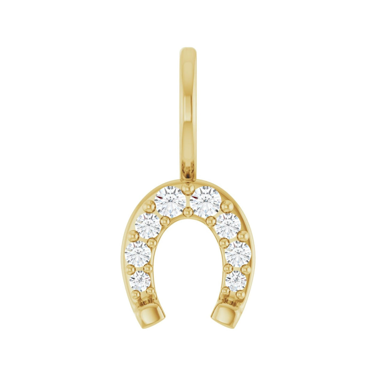 Diamonds Luck horseshoe charm in 14kt yellow gold, front view