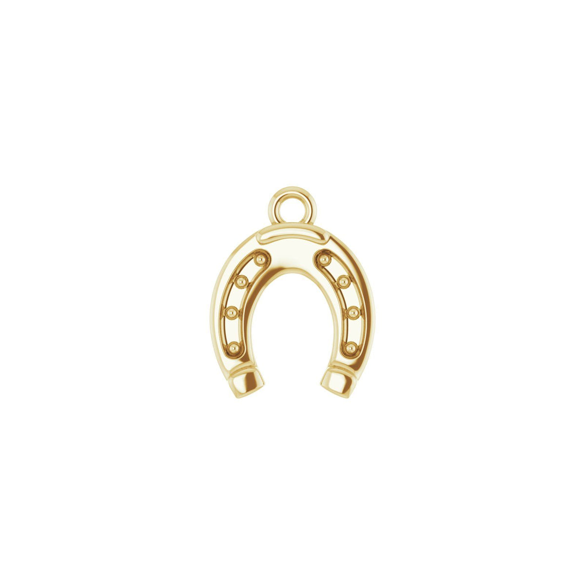 Lucky Horseshoe Charm in 14kt yellow gold, front view