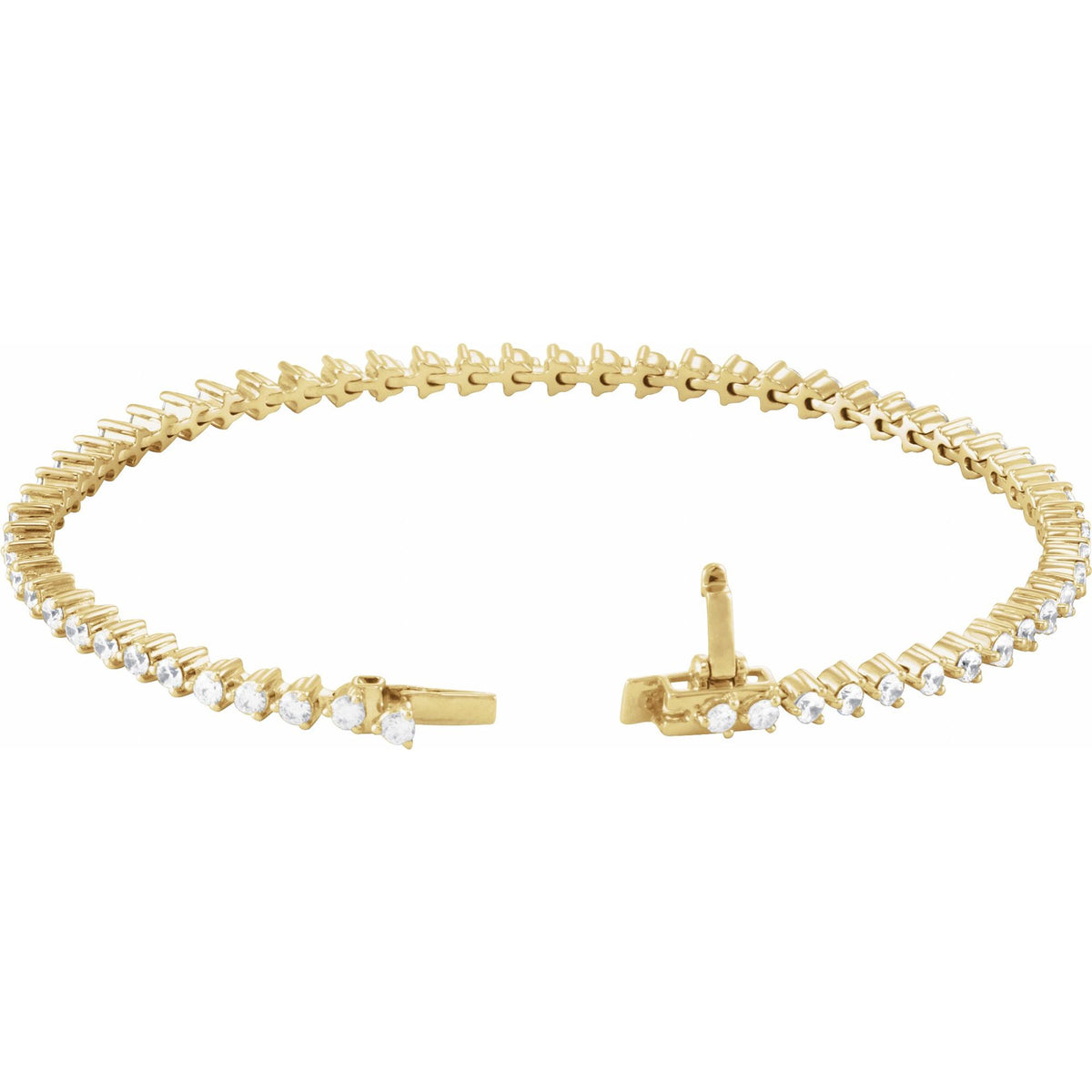 The Playful Tennis Bracelet open box clasp in 14kt yellow gold