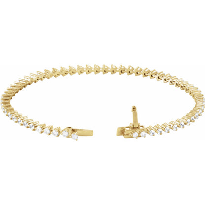 The Playful Tennis Bracelet open box clasp in 14kt yellow gold