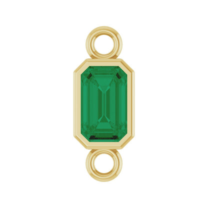 Emerald Charm, bezel set emerald in 14kt yellow gold, front view