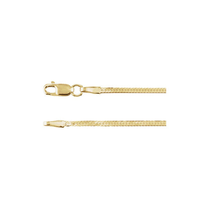 14kt yellow gold 1.6mm herringbone chain bracelet with lobster clasp