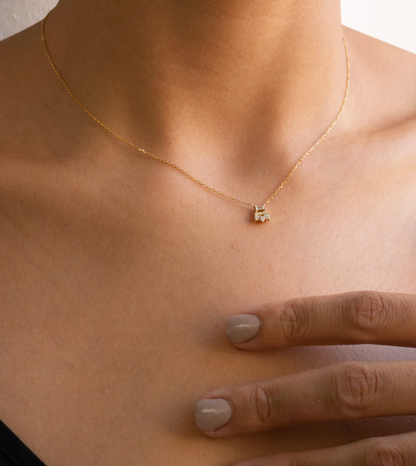 Baguette Diamond Lace Necklace worn