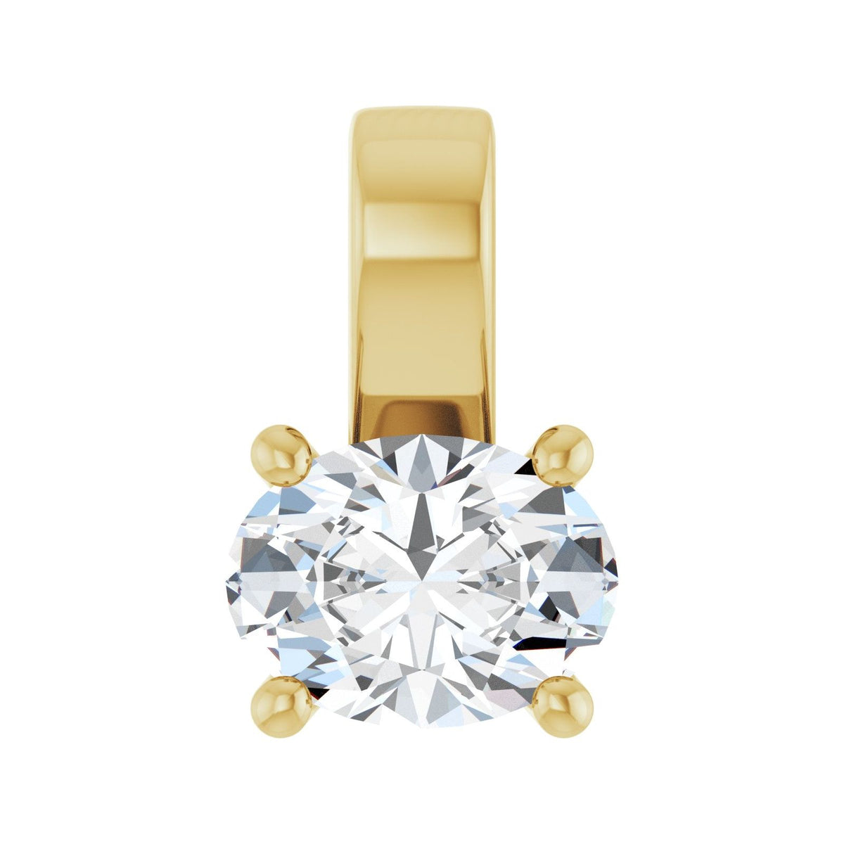 Oval Prism Charm with oval lab grown diamond in 14kt yellow gold, front view