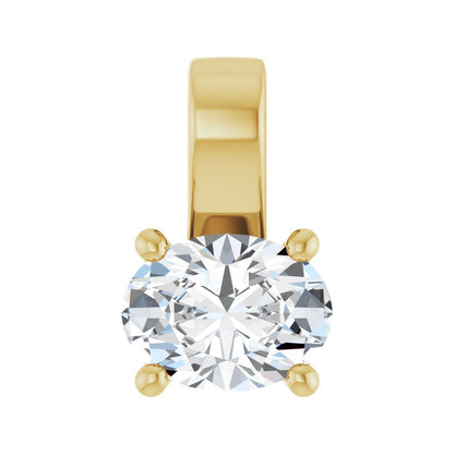 Oval Prism Charm with oval lab grown diamond in 14kt yellow gold, front view