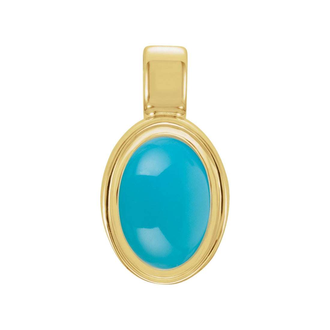 Turquoise Fringe Charm, bezel set turquoise in 14kt yellow gold