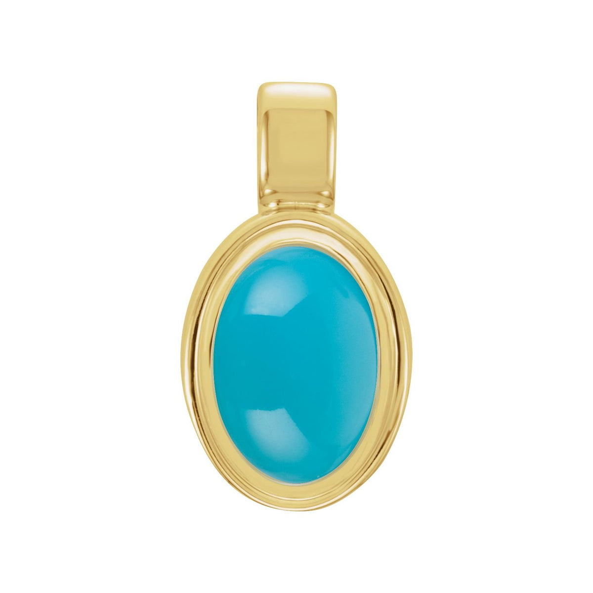 Turquoise Fringe Charm, bezel set turquoise in 14kt yellow gold