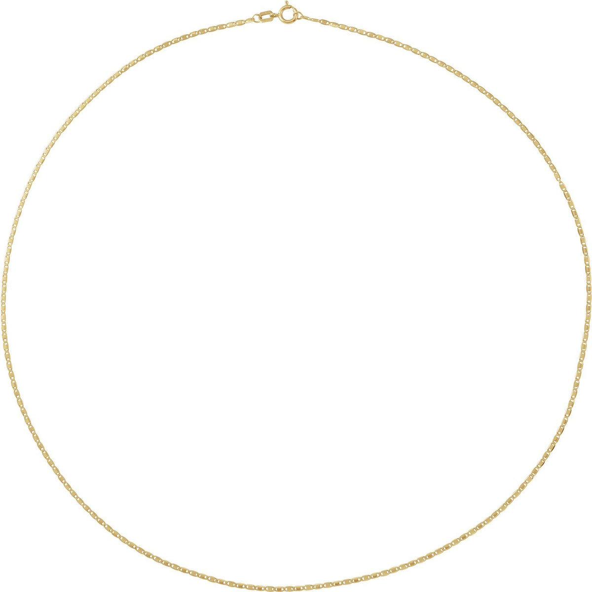14kt yellow gold 1.3mm mirror chain necklace, full view