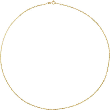 14kt yellow gold 1.3mm mirror chain necklace, full view