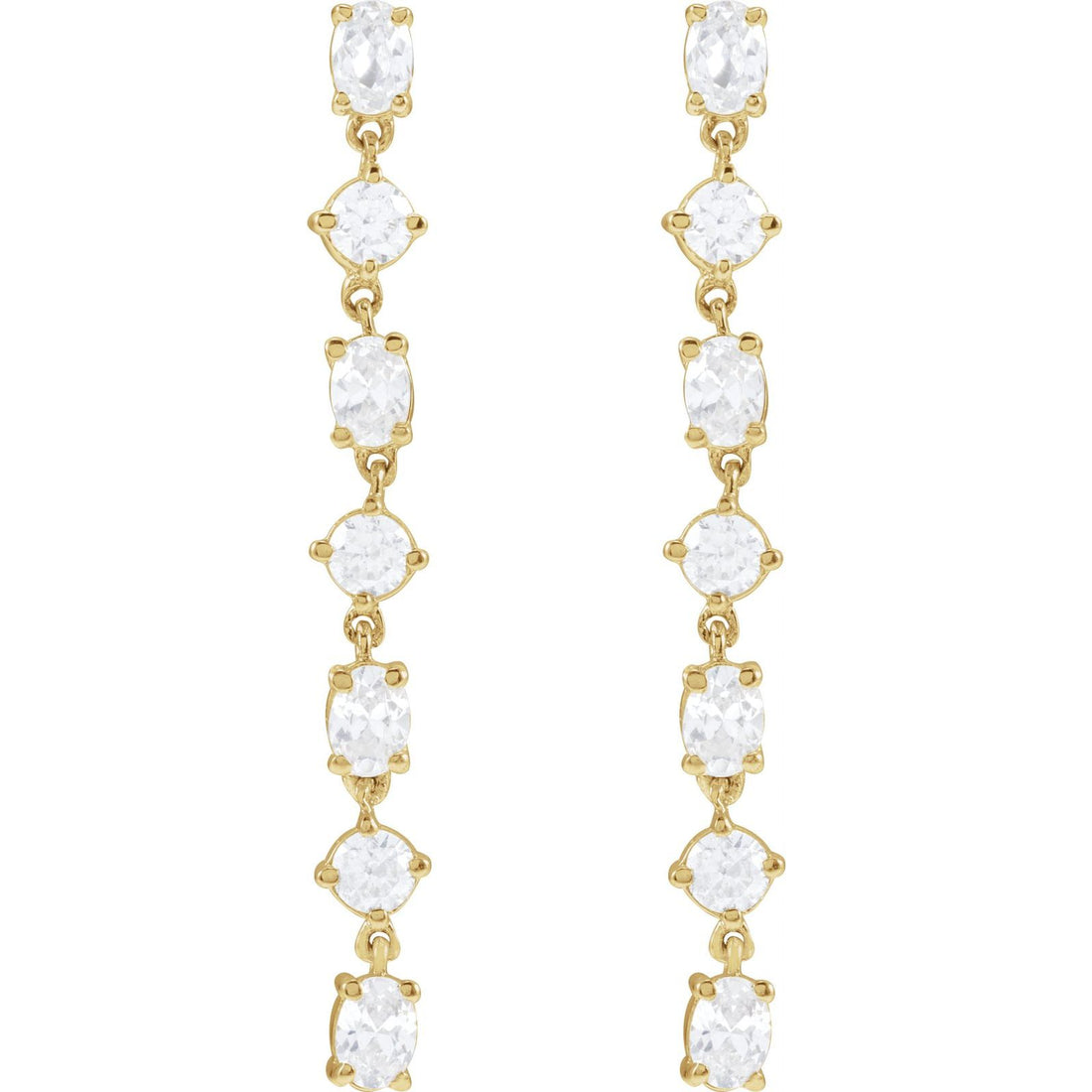 Glimmer Diamond Drops, seven stone lab grown diamond earrings in 14kt yellow gold