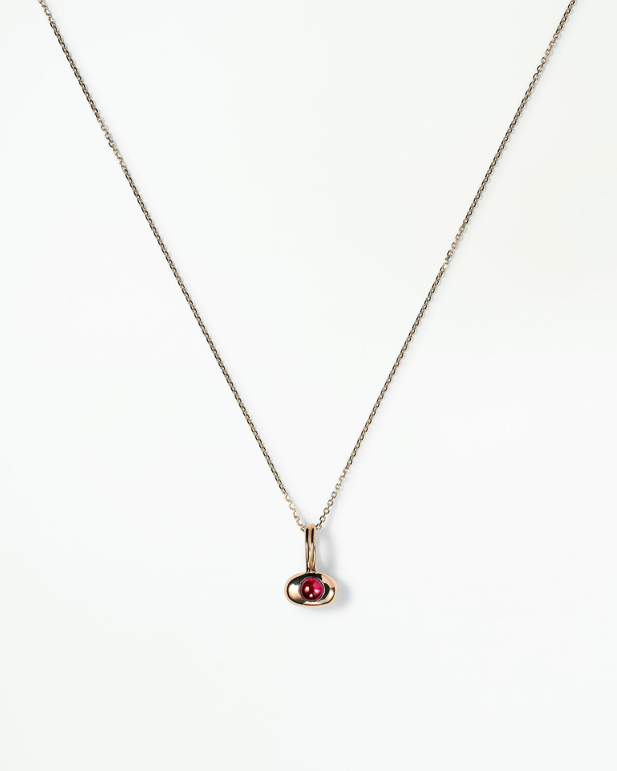 WWAKE January Garnet Tempo Pendant in 14kt yellow gold on a fine chain