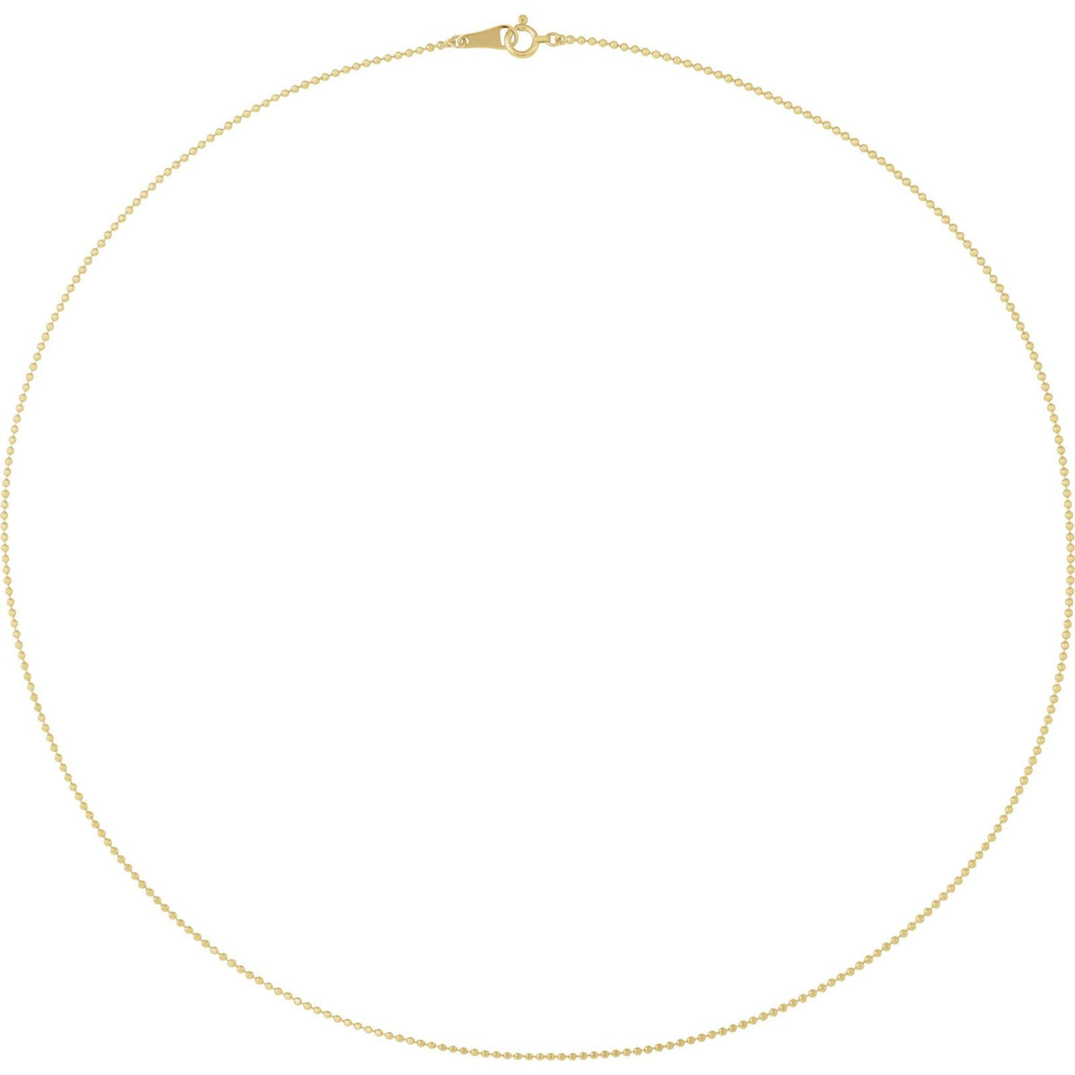 10kt yellow gold dainty diamond cut ball chain necklace, full view