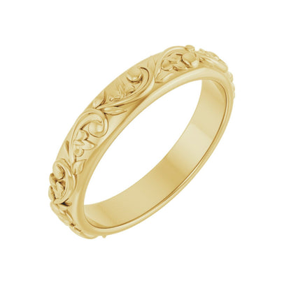 Enchanted Vine Band, sculpted floral band in 14kt yellow gold