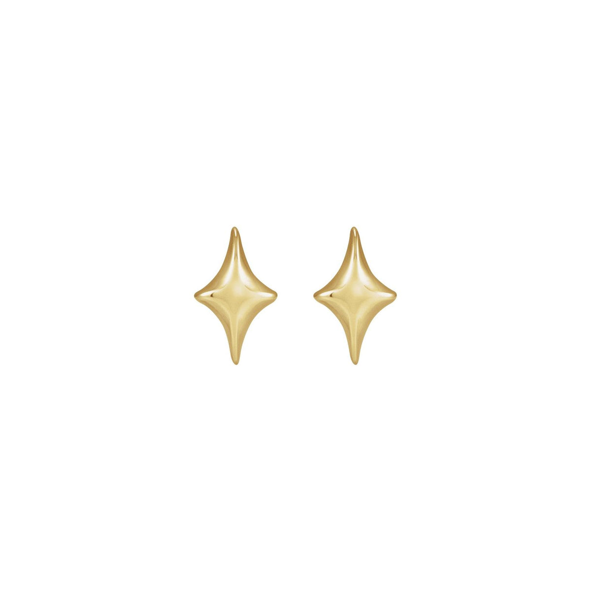 BB Golden Stars, four point star studs in 14kt yellow gold
