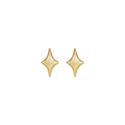 BB Golden Stars, four point star studs in 14kt yellow gold