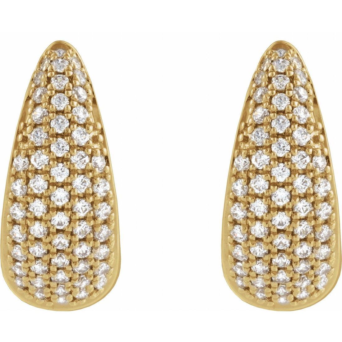 Stardust Pavé Hoops, domed natural diamond pavé hoops in 14kt yellow gold