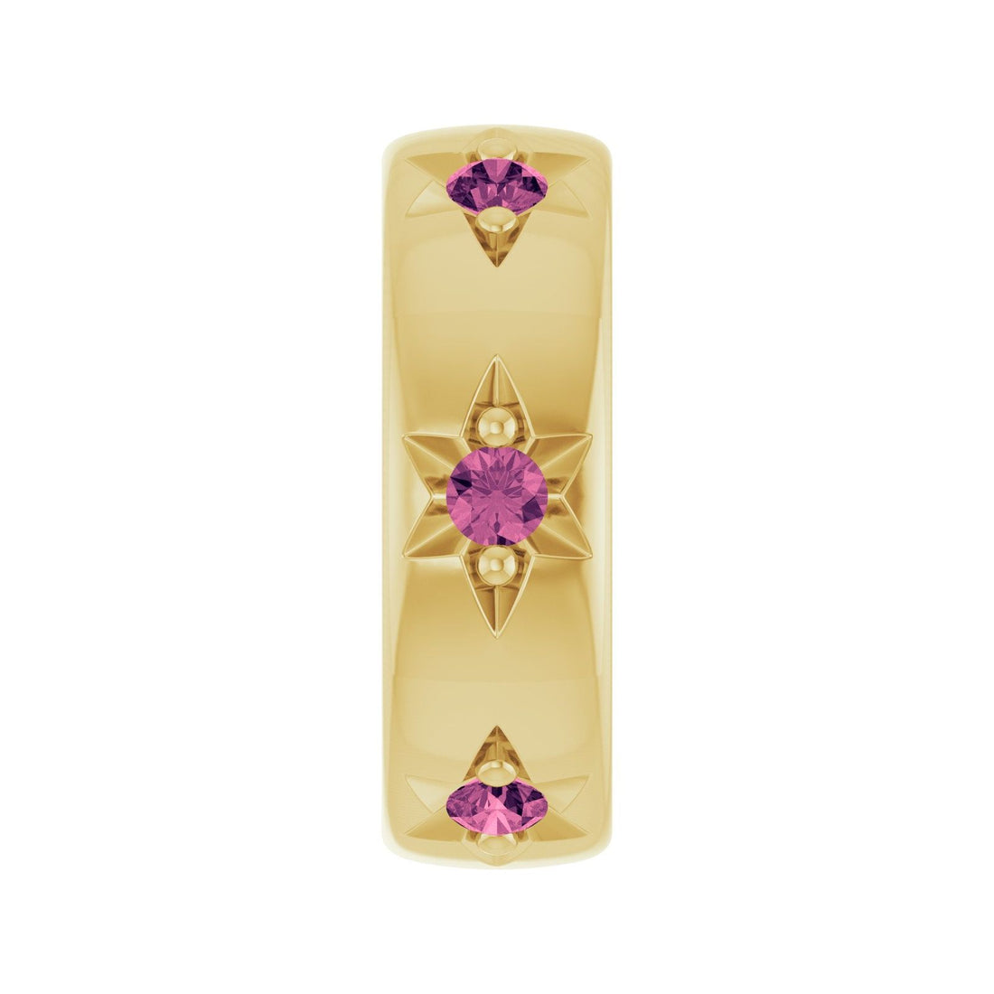 Pink Tourmaline Spacer Charm in 14kt yellow gold, front view
