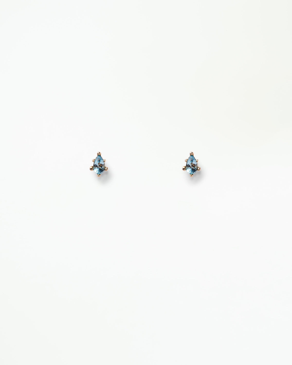 WWAKE Aquamarine Beaded Teardrop Earrings, pear aquamarine studs framed in tiny gold beads, 14kt yellow gold