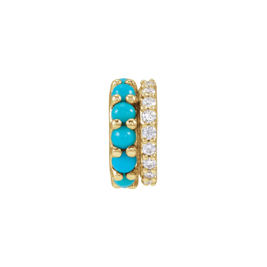 Turquoise and Diamond Spacer Charm in 14kt yellow gold, front view