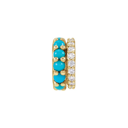 Turquoise and Diamond Spacer Charm in 14kt yellow gold, front view
