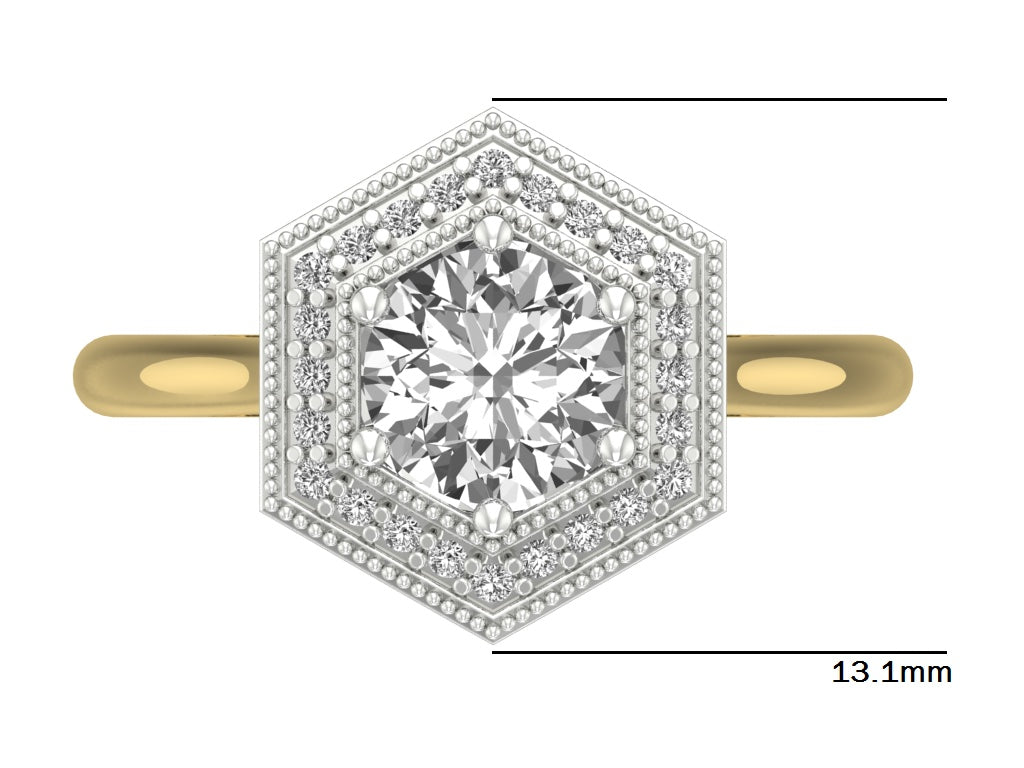 14kt Diamond Geo Fringe Engagement Ring