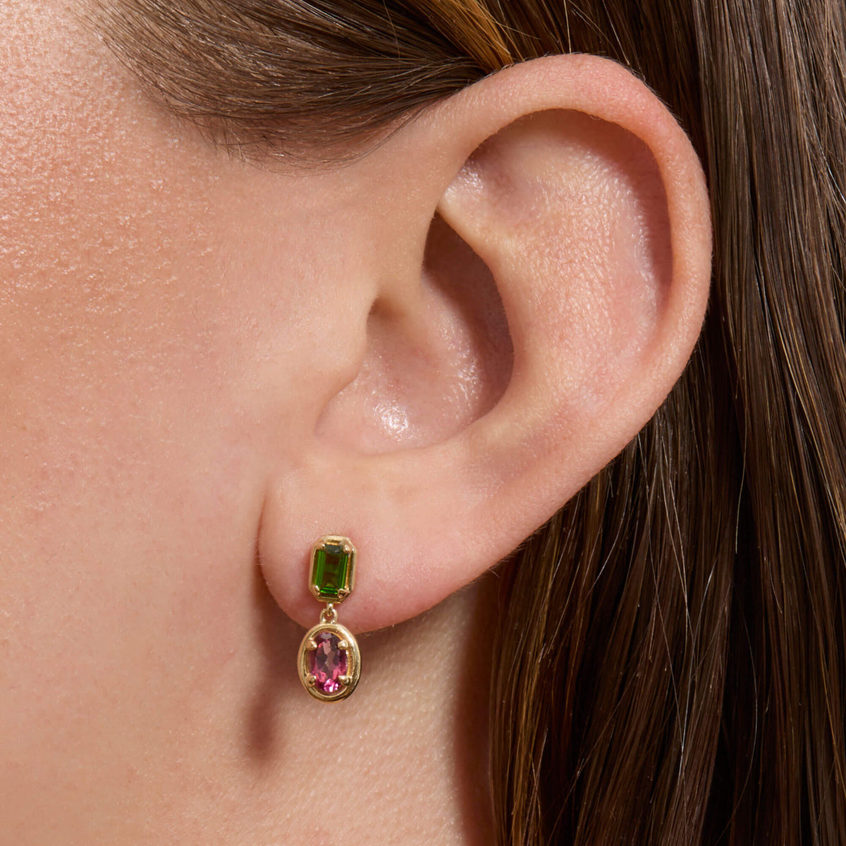 Stone &amp; Strand Duchess Orchid Earrings worn on model